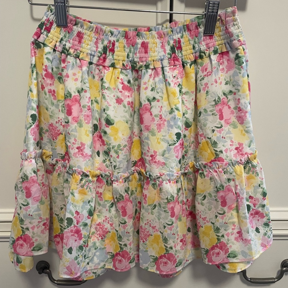 Multicolor floral JJ ruffle skirt